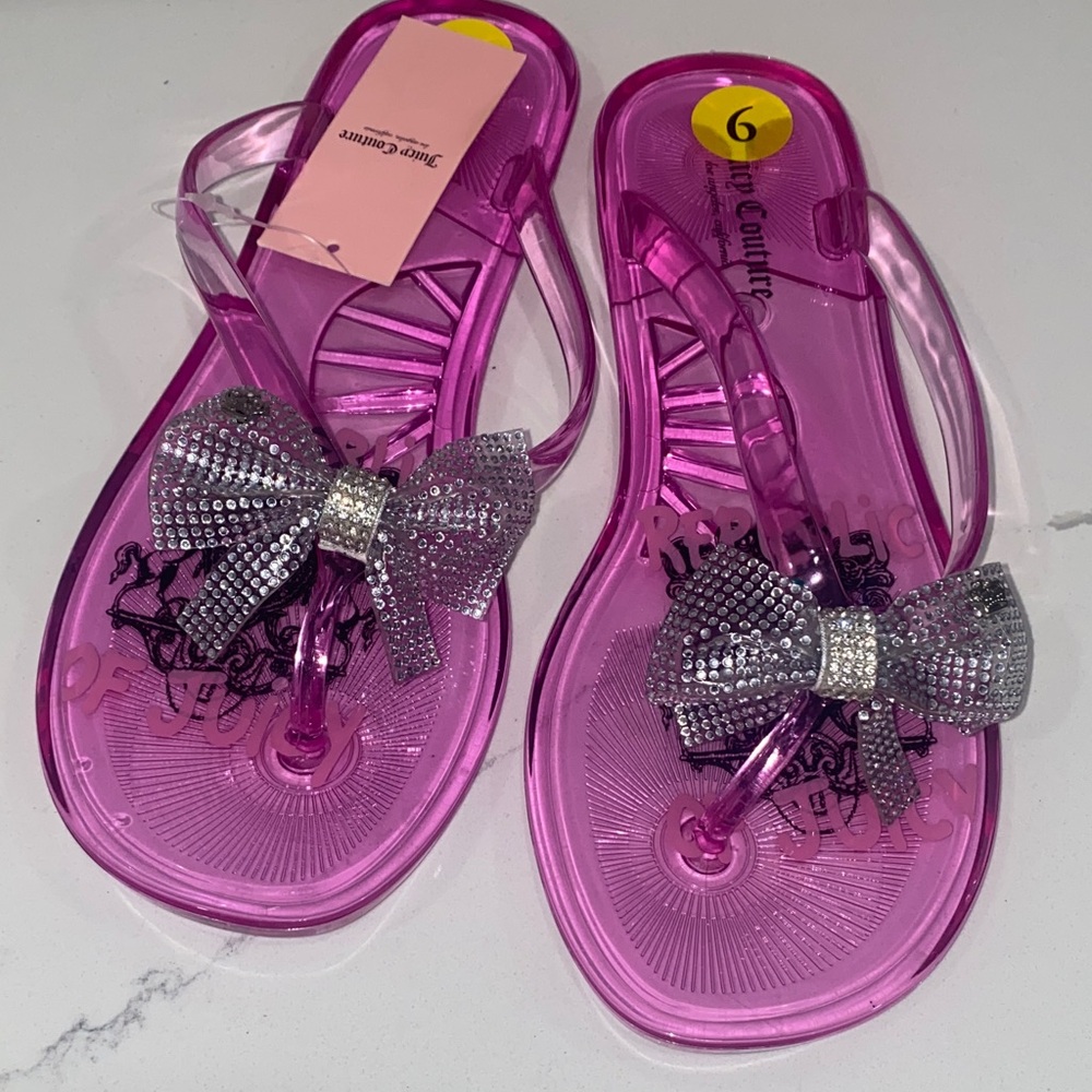Juicy Couture Pink Sandals with‎ Silver Embellished Bow